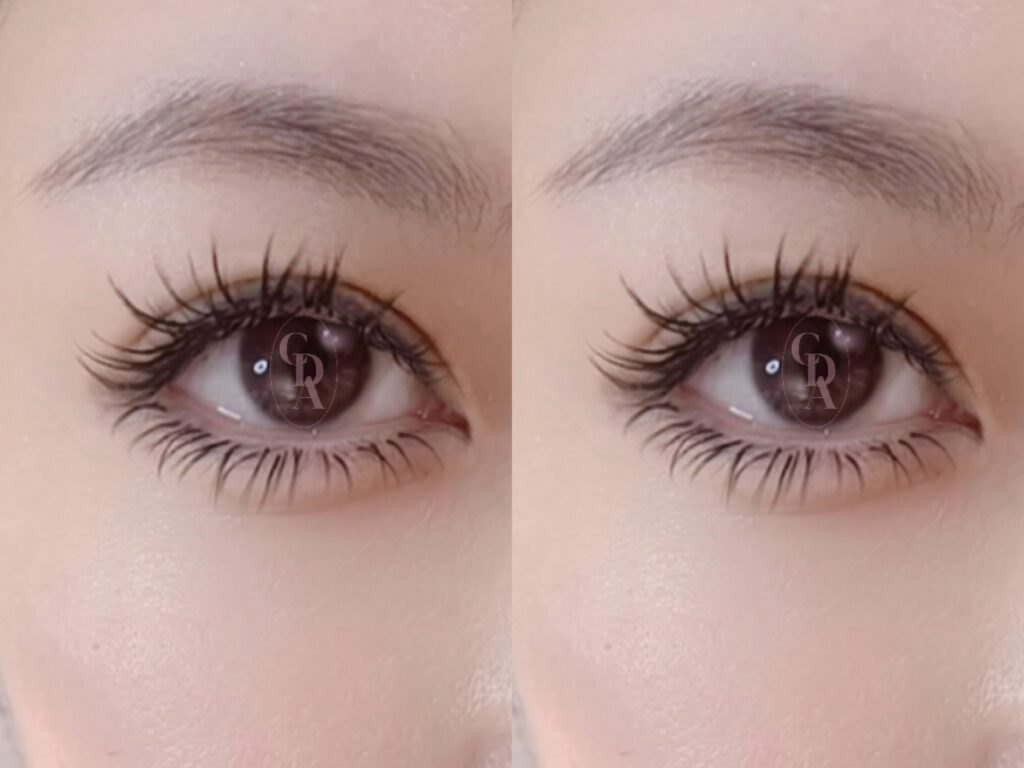 closeup of a girl with lash extensions