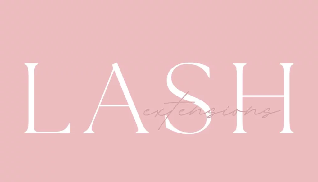 The image provided appears to be a simple, elegant graphic design with the words "LASH extensions" in a large, serif font overlaid on a solid, pastel pink background. The font style is sophisticated and the text arrangement gives a sense of luxury and simplicity, which is often associated with beauty and fashion branding. This design could be used as a header or promotional graphic for services related to eyelash extensions, conveying an upscale and clean aesthetic