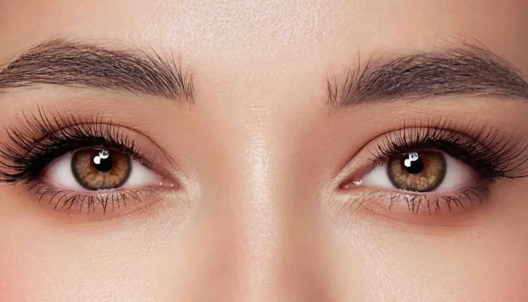 A pair of eyes with hybrid lash extensions offering a balanced and enhanced appearance